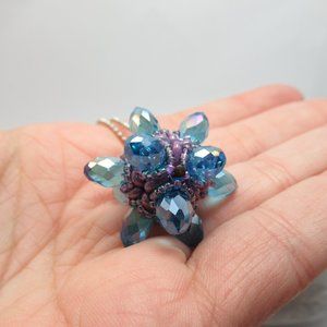 Blue Crystal 3d Beaded Bead pendant